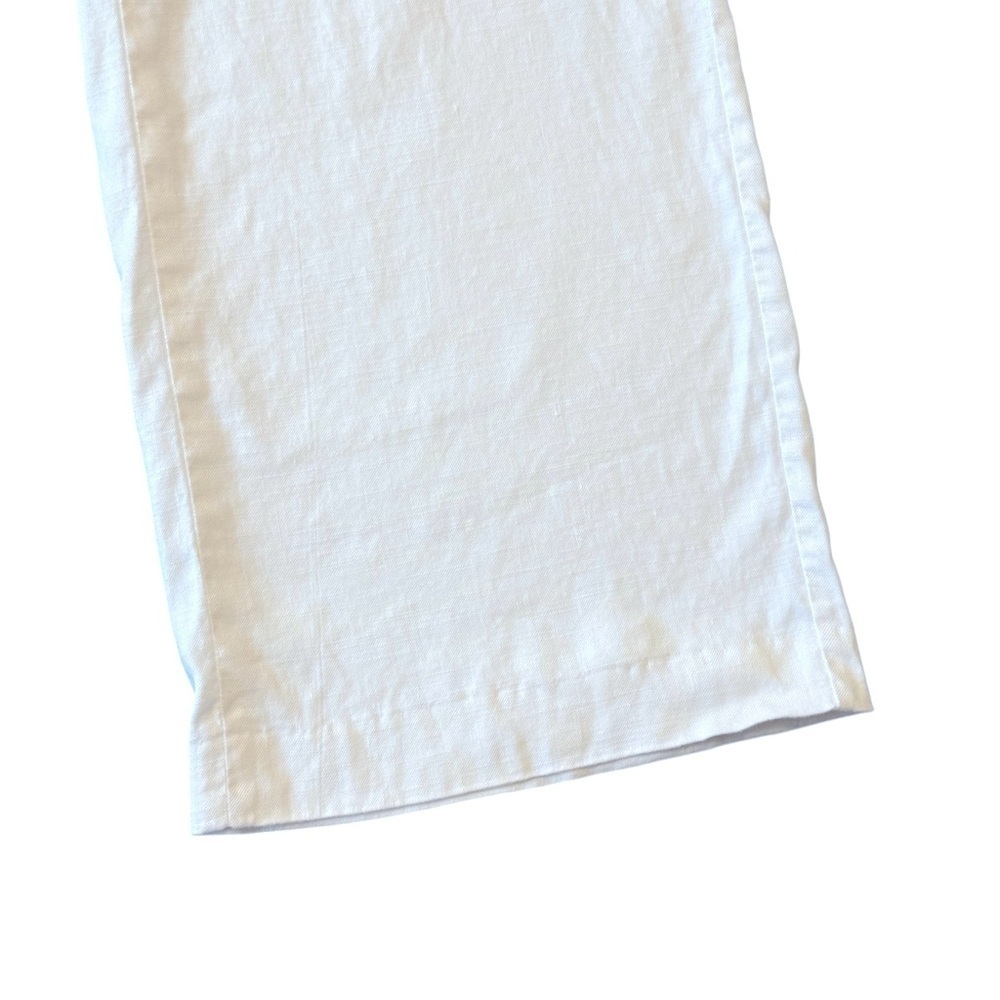 Talbots Linen Blend White Side Zip Button Palazzo Pants Wide Leg 12P #1405 - Picture 3 of 9